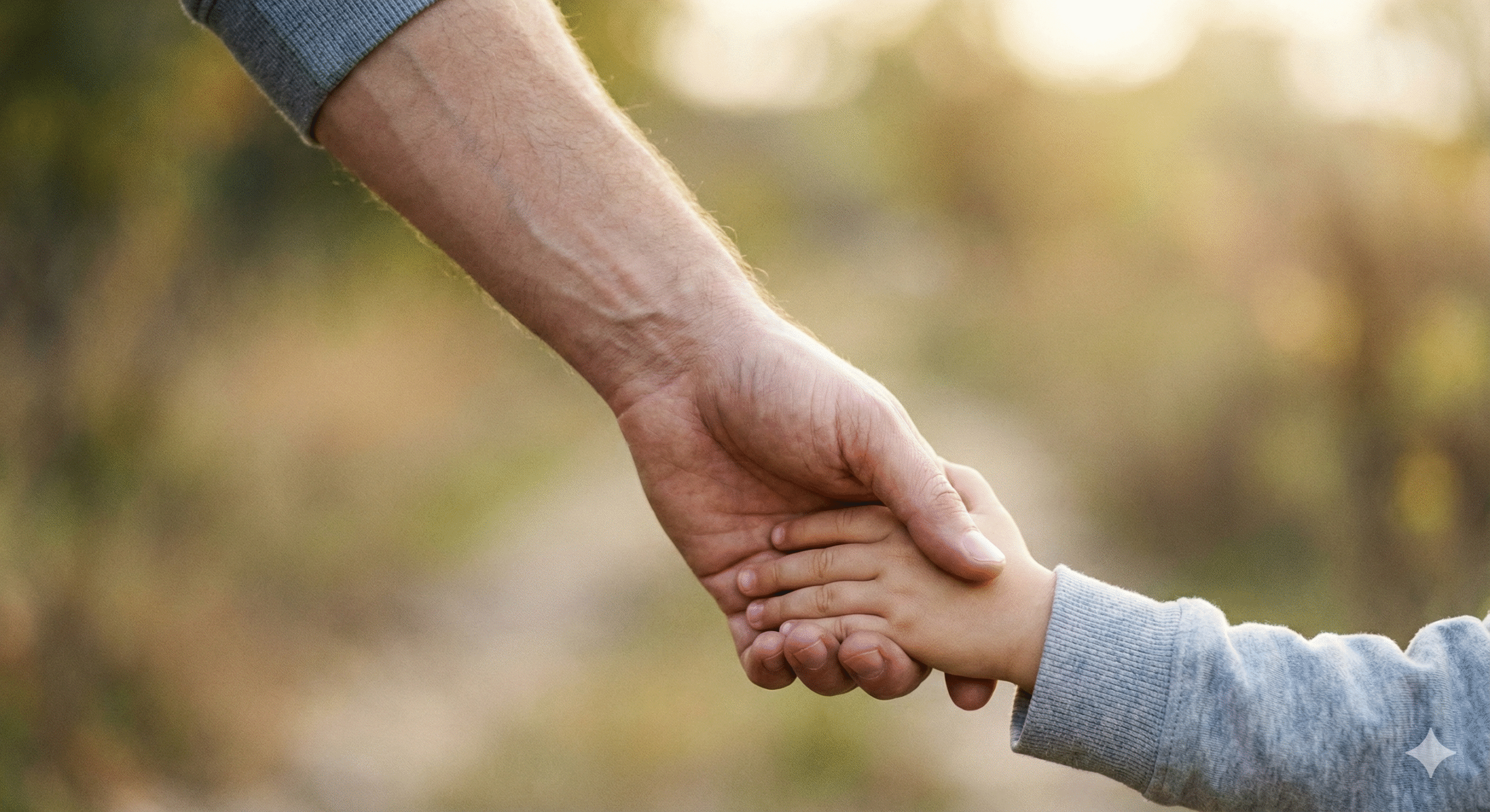 Foto de uma adulto segurando a mão de uma criança representando acolhimento